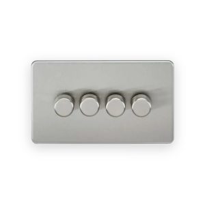 Knightsbridge 4G 2-way 10-200W (5-150W LED) Intelligent Dimmer - Brushed Chrome
