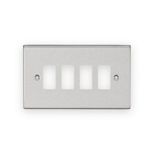 Knightsbridge 4G Grid Faceplate - Brushed Chrome