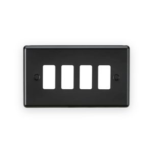 Knightsbridge 4G Grid Faceplate - Matt Black