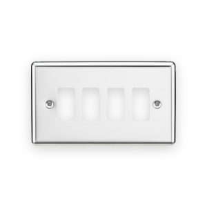 Knightsbridge 4G Grid Faceplate - Rounded Edge Polished Chrome