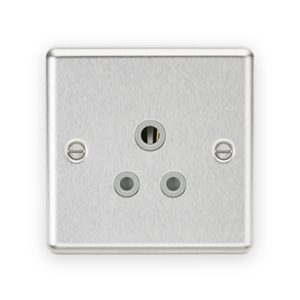 Knightsbridge 5A Unswitched Socket - Brushed Chrome Finish With Grey Insert