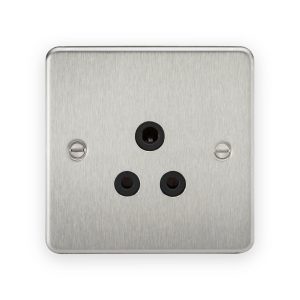 Knightsbridge 5A Unswitched Socket in Brushed Chrome with Black Insert
