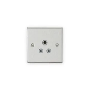 Knightsbridge 5A Unswitched Socket - Brushed Chrome With Grey Insert