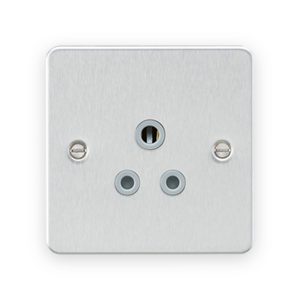 Knightsbridge 5A Unswitched Socket - Brushed Chrome With Grey Insert