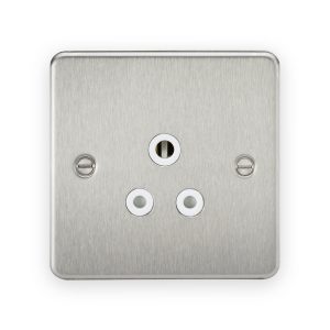 Knightsbridge 5A Unswitched Socket in Brushed Chrome with White Insert