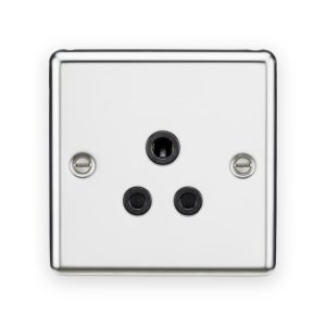 Knightsbridge 5A Unswitched Socket - Polished Chrome Finish with Black Insert