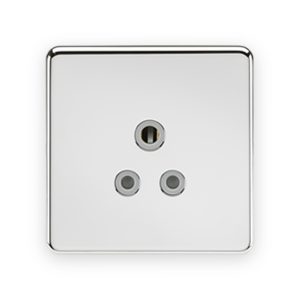 Knightsbridge 5A Unswitched Socket - Polished Chrome With Grey Insert
