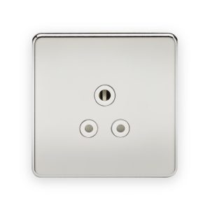 Knightsbridge 5A Unswitched Socket in Polished Chrome with White Insert