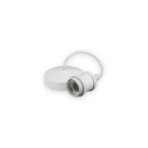 Knightsbridge 8271MW matt white 6-inch E27 vintage pendant set with braided white cord