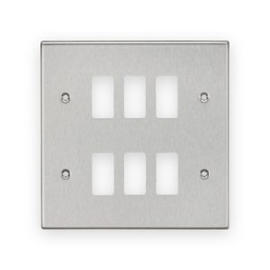 Knightsbridge 6G Grid Faceplate - Brushed Chrome