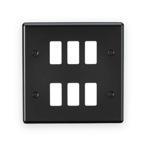 Knightsbridge 6G Grid Faceplate - Matt Black