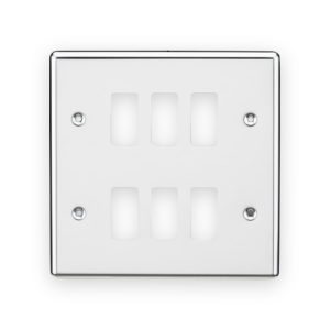Knightsbridge 6G Grid Faceplate - Rounded Edge Polished Chrome