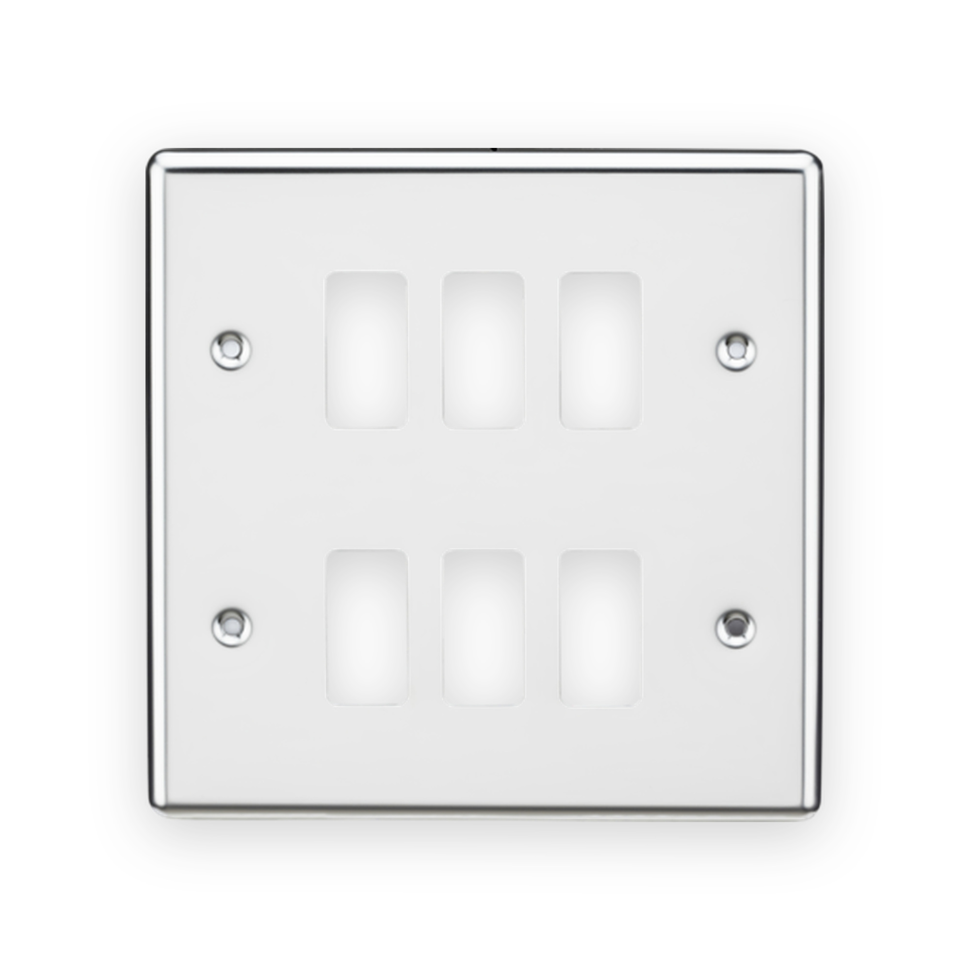 knightsbridge-6g-grid-faceplate-rounded-edge-polished-chrome-gdcl6pc Knightsbridge 6G Grid Faceplate - Rounded Edge Polished Chrome