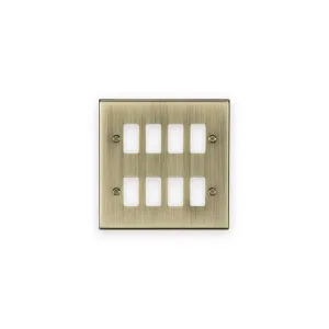 Knightsbridge 8G Grid Faceplate - Antique Brass
