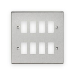 Knightsbridge 8G Grid Faceplate - Brushed Chrome