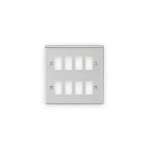 Knightsbridge 8G Grid Faceplate - Rounded Edge Brushed Chrome