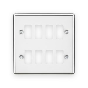 Knightsbridge 8G Grid Faceplate - Rounded Edge Polished Chrome