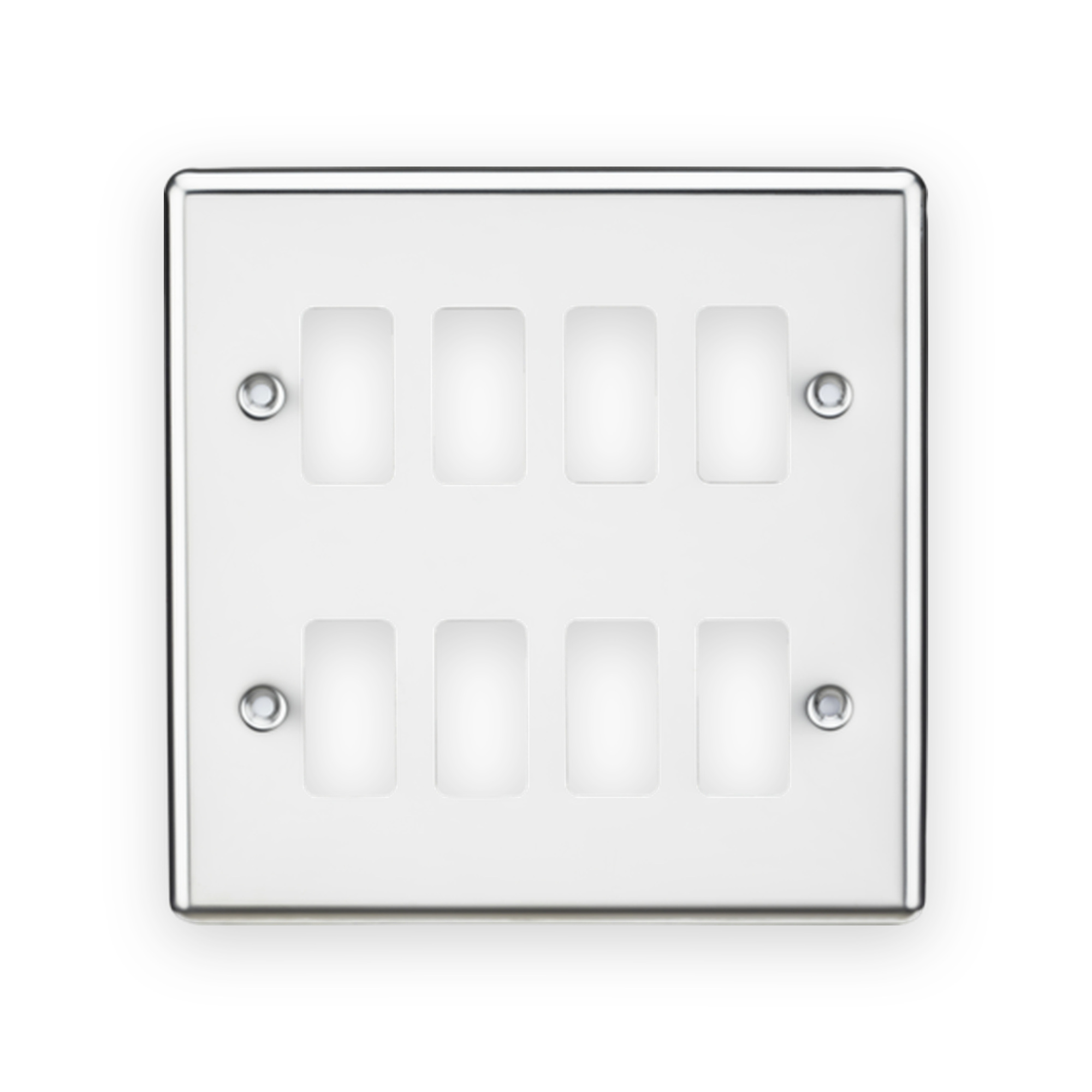 knightsbridge-8g-grid-faceplate-rounded-edge-polished-chrome-gdcl8pc Knightsbridge 8G Grid Faceplate - Rounded Edge Polished Chrome
