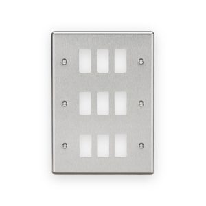 Knightsbridge 9G Grid Faceplate - Rounded Edge Brushed Chrome - GDCL9BC