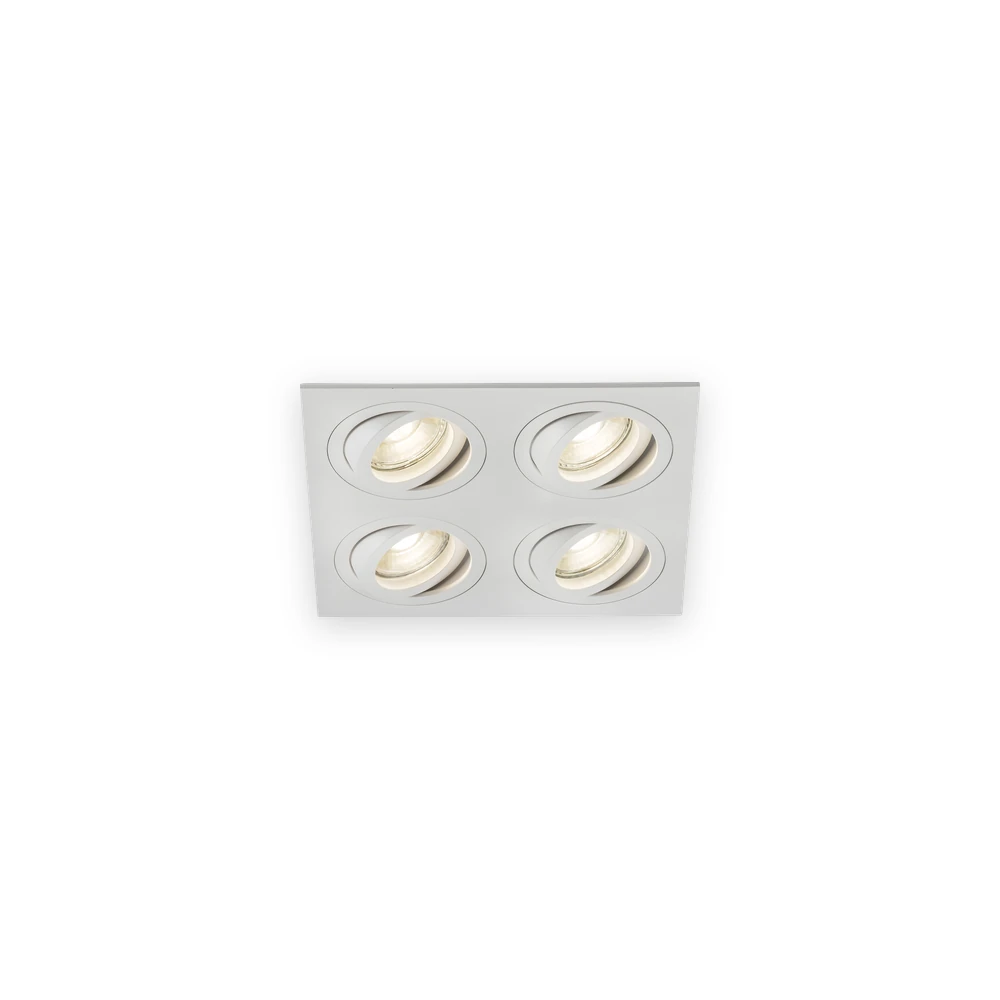 Knightsbridge Ambar Quad Tilt Square Downlight White with illuminated optics Knightsbridge Ambar Quad Tilt Square Downlight White with illuminated optics
