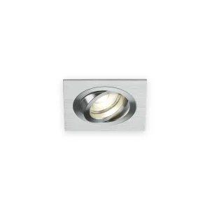Knightsbridge Ambar Single Tilt Square Downlight Brushed Chrome with illuminated optic