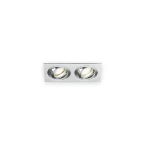 Knightsbridge Ambar Twin Tilt Square Downlight Brushed Chrome with illuminated optics