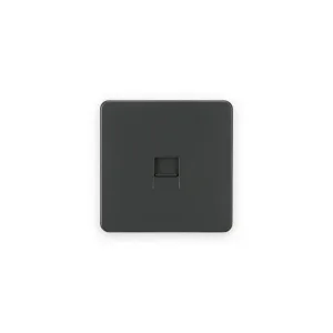Knightsbridge anthracite telephone socket faceplate with recessed outlet