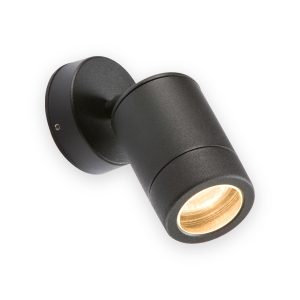 Knightsbridge black adjustable GU10 wall light with illuminated lens