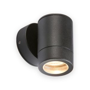 Knightsbridge black fixed GU10 wall light with illuminated lens