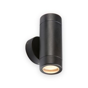 Knightsbridge black cylindrical up and down GU10 wall light