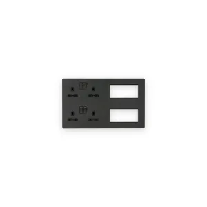 Knightsbridge SFR298AT anthracite combination plate with black socket inserts and two open module apertures