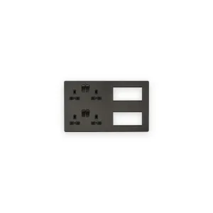 Knightsbridge SFR298SB smoked bronze combination plate with black socket inserts and two open module apertures