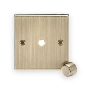 Knightsbridge CS1DIMAB 1G Dimmer Plate with Matching Metal Dimmer Cap - Antique Brass