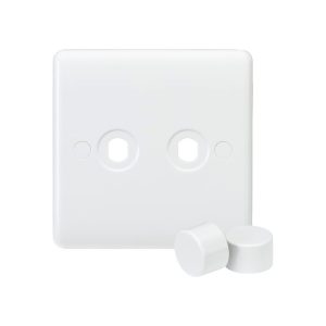 Knightsbridge CU2DIM 2G Dimmer Plate with 2 Matching Dimmer Caps