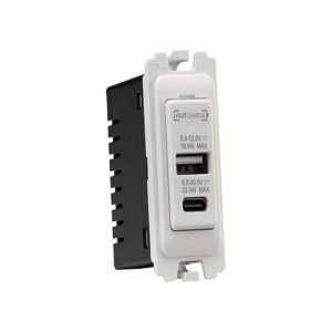 Knightsbridge CUGMUSB Dual USB A+C Module 20V DC 1.1A [22W FASTCHARGE]