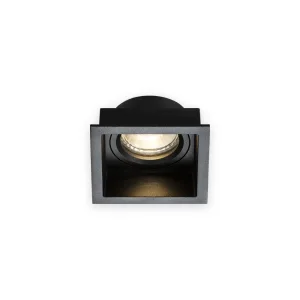 Knightsbridge Dipa Single Fixed Square Anti-Glare Downlight Black with illuminated optic