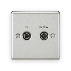Knightsbridge Diplex TV & FM Dab Outlet - Brushed Chrome