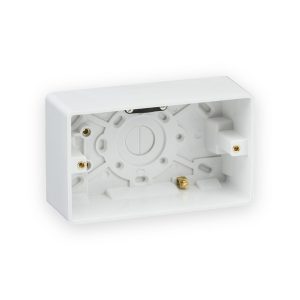 Knightsbridge Double 47mm Pattress Box with Earth Terminal and Cable Strain Relief
