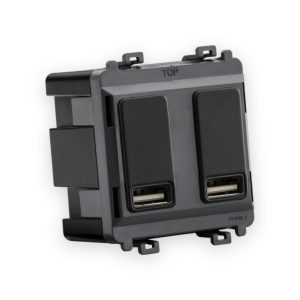 Knightsbridge Dual USB Charger Module (2 x Grid Positions) 5V 2.4A (Shared) - Anthracite