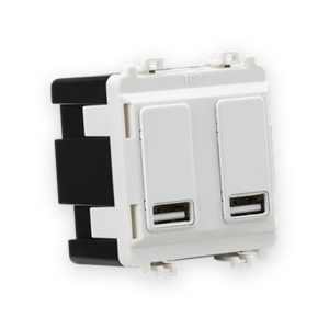Knightsbridge Dual USB Charger Module (2 x Grid Positions) 5V 2.4A (Shared) - Matt White
