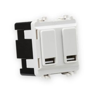 Knightsbridge Dual USB Charger Module (2 x Grid Positions) 5V 2.4A (Shared) - White