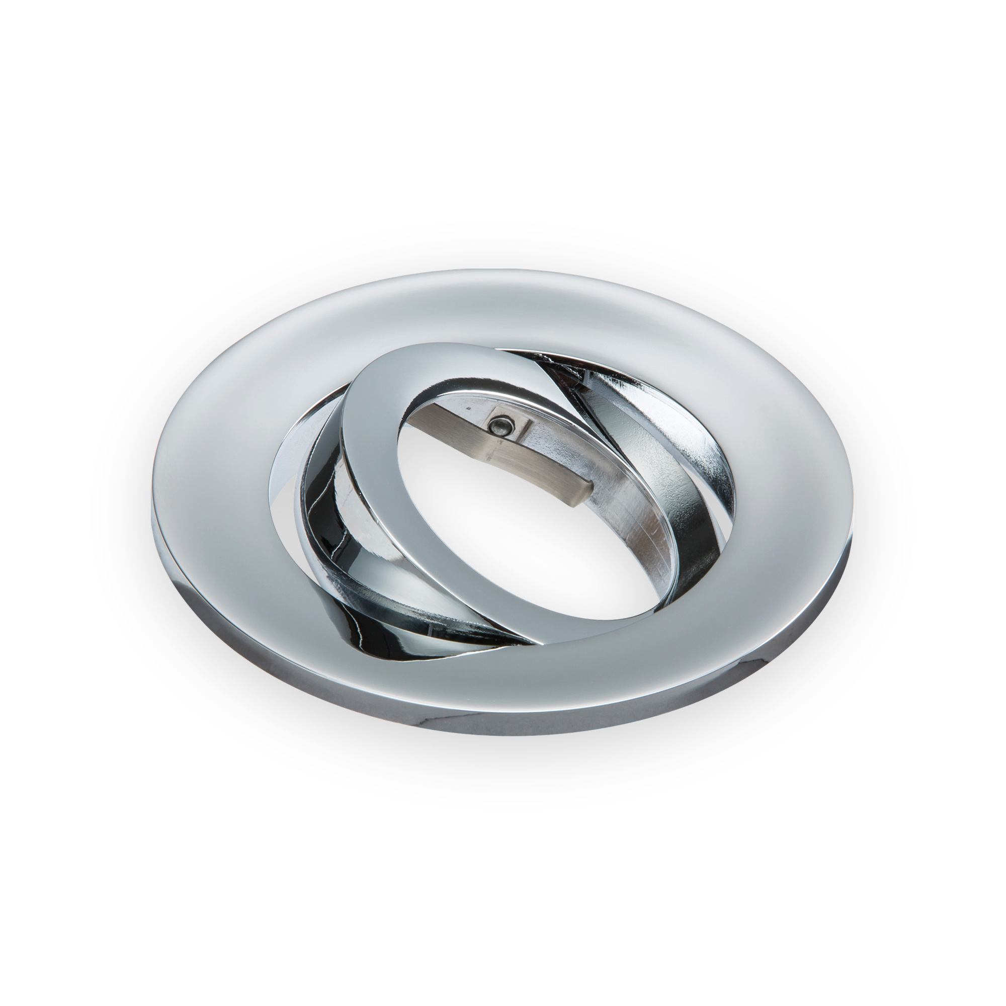 knightsbridge-evot-evoxlt-chrome-tilt-bezel-v1 Knightsbridge chrome tilt bezel with mounting bar for EVOT and EVOXLT downlights