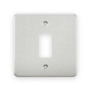 Knightsbridge Flat Plate 1G Grid Faceplate - Brushed Chrome