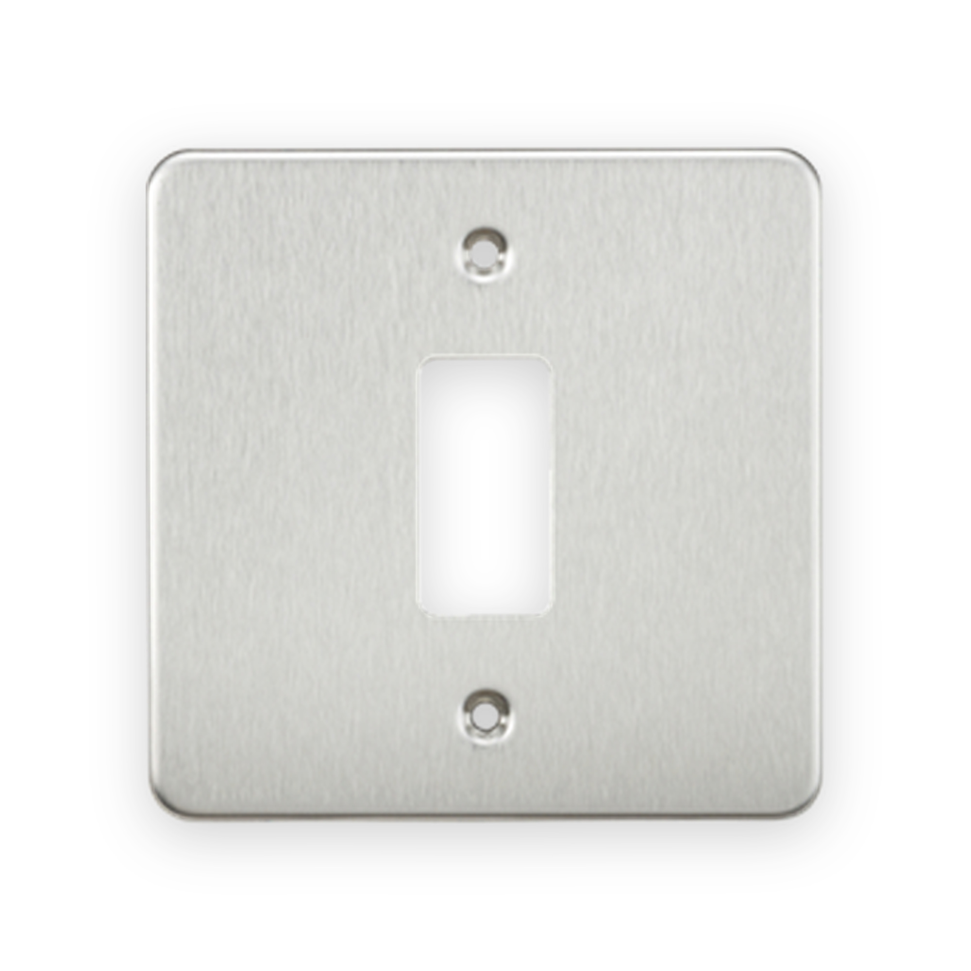knightsbridge-flat-plate-1g-grid-faceplate-brushed-chrome-gdfp001bc Knightsbridge Flat Plate 1G Grid Faceplate - Brushed Chrome