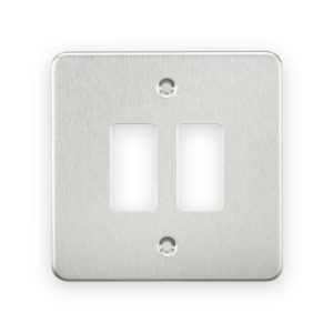Knightsbridge Flat plate 2G Grid Faceplate - Brushed Chrome