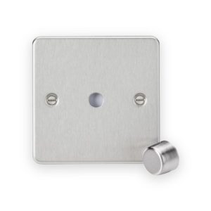 Knightsbridge FP1DIMBC 1G Dimmer Plate with Matching Metal Dimmer Cap - Brushed Chrome