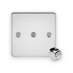 Knightsbridge FP1DIMPC 1G Dimmer Plate with Matching Metal Dimmer Cap - Polished Chrome