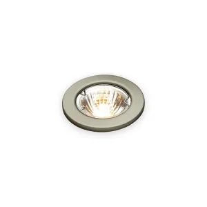 Brushed chrome recessed downlight with illuminated reflector and retaining spring