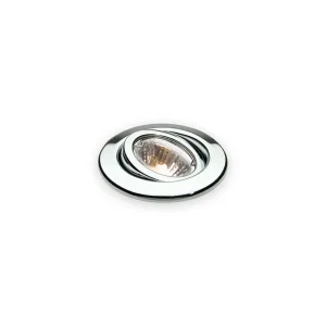 Chrome gimbal downlight with tilted illuminated reflector