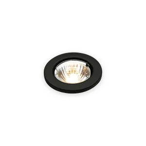Matt black recessed downlight with illuminated reflector and retaining spring